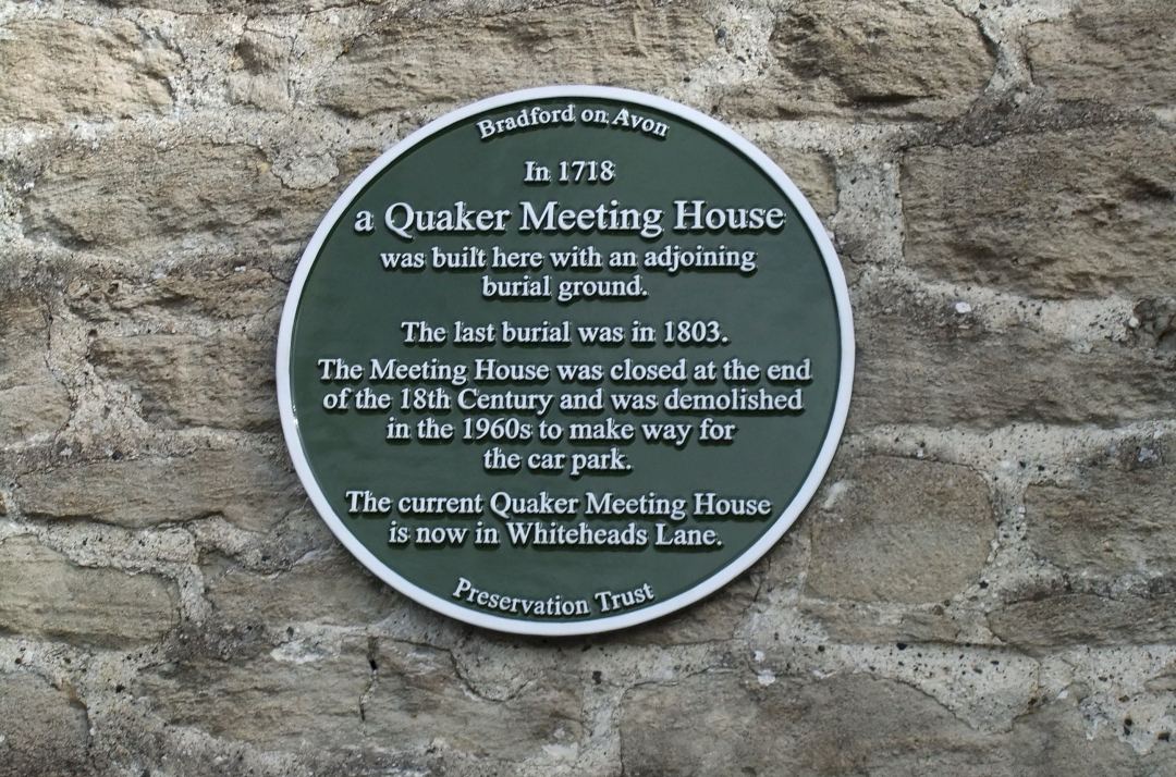 Plaque commemorating the old Quaker Meeting House and burial ground